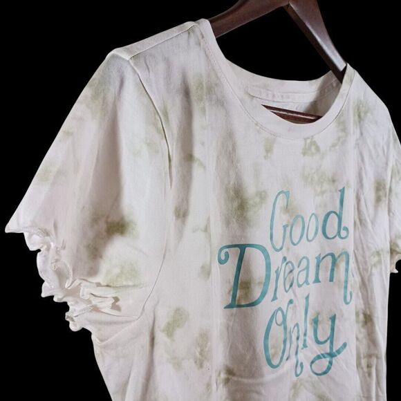 Lauren Conrad Intimates Lounge Set Tie Dye Tee Shorts White Green NWT Sz L - Picture 4 of 10